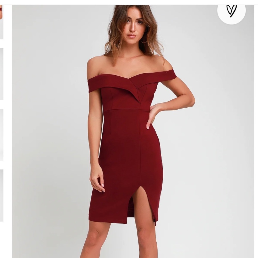 Lulus classic glam burgundy off the shoulder body on dress size medium
